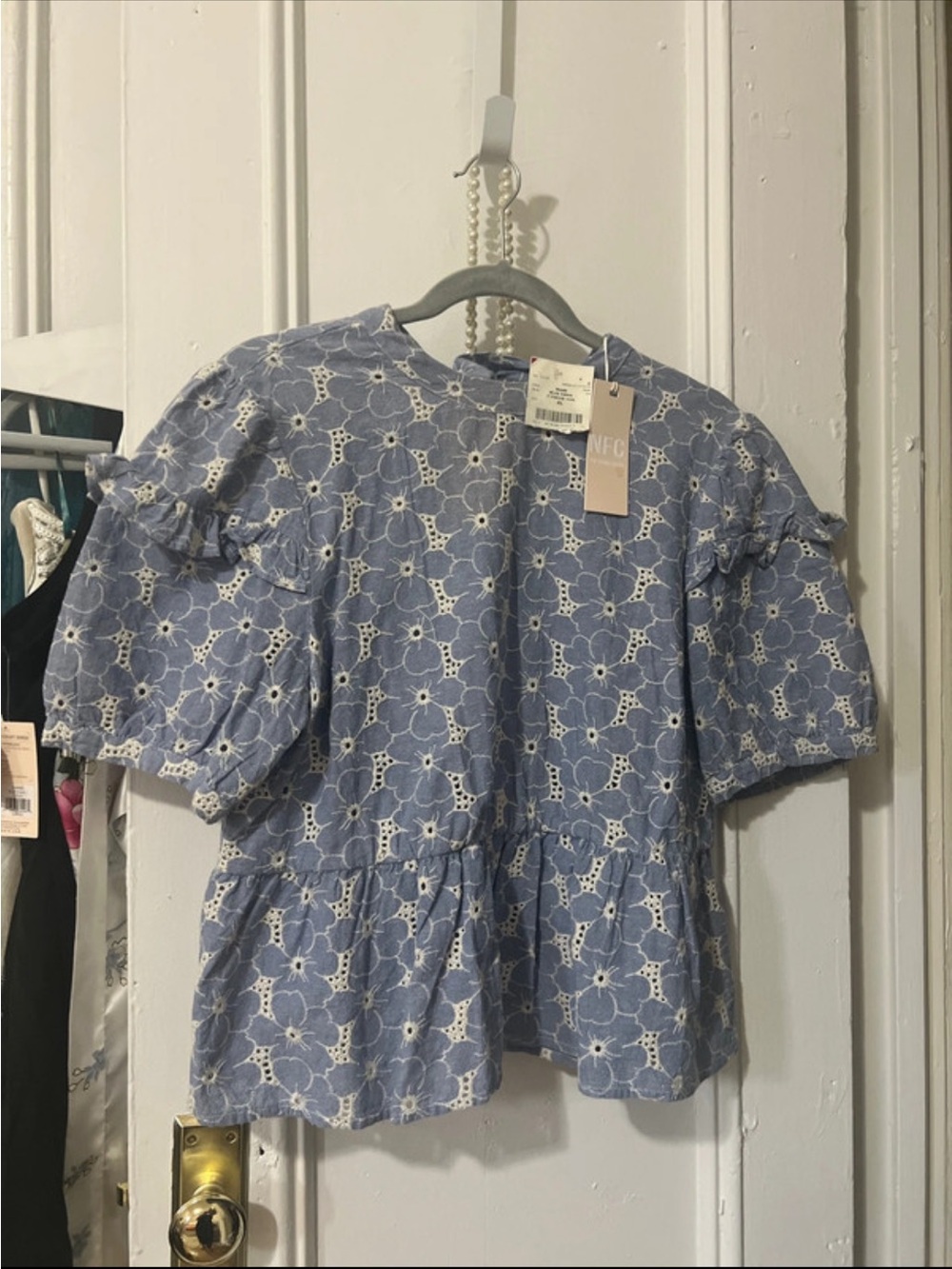 Floral Peplum Top - Blue